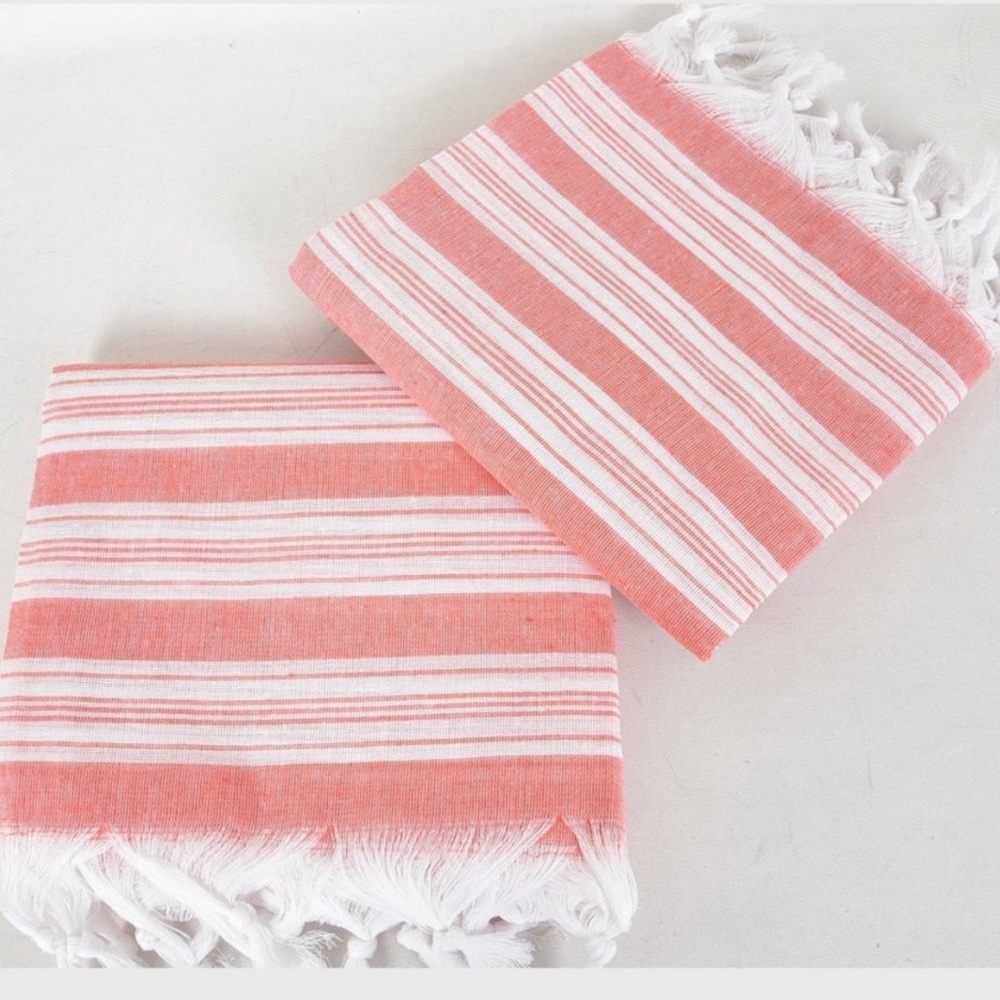 2 orange Turkish towels